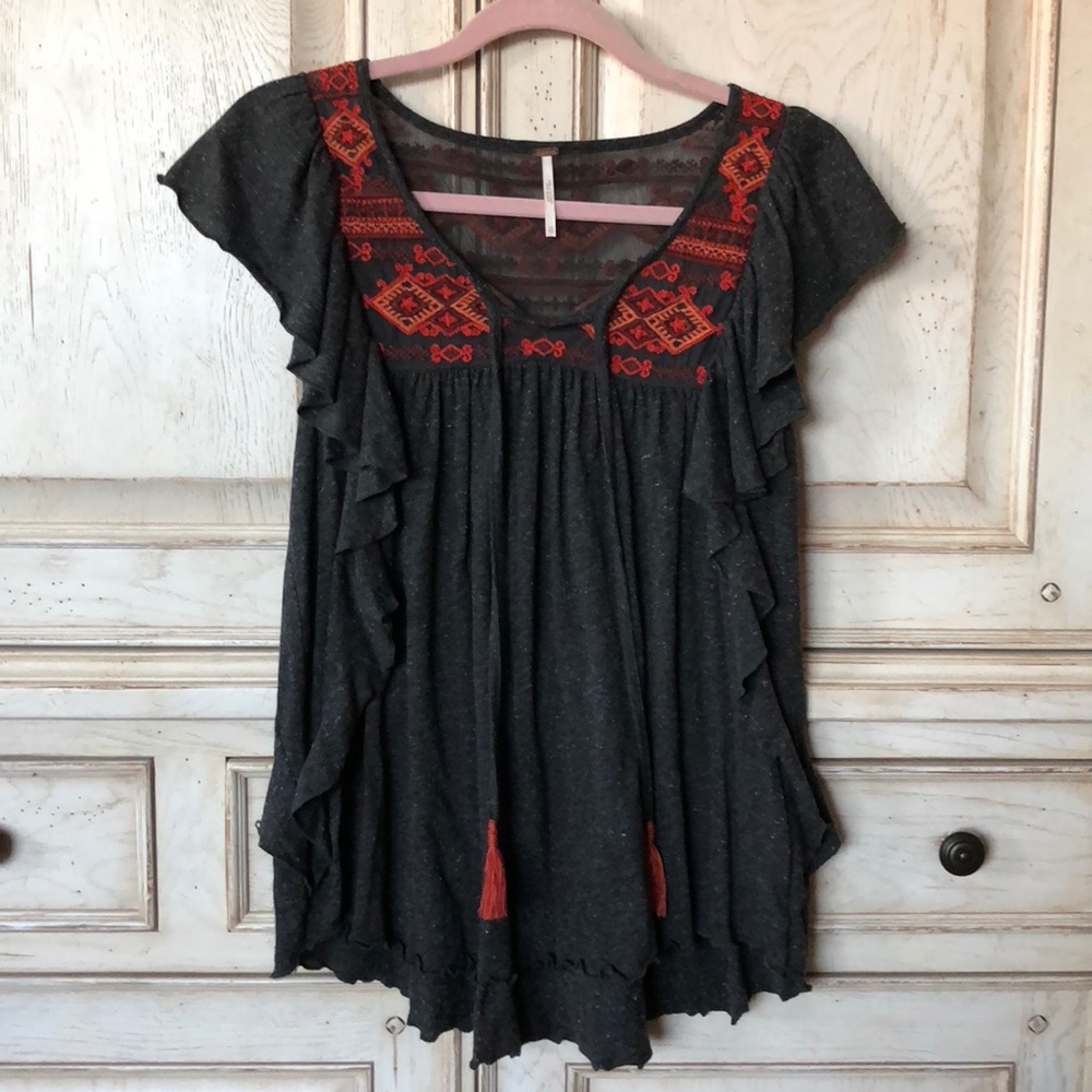 Free People Boho Flutter Sleeve Tee Shirt